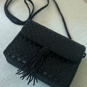 Elegant Black Beaded Women's Bag